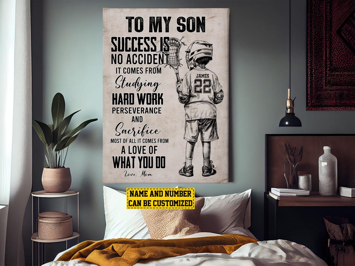 Lacrosse To My Son Personalized Print Lacrosse Custom Poster Print Lacrosse Gift For Boy Son - Image 3