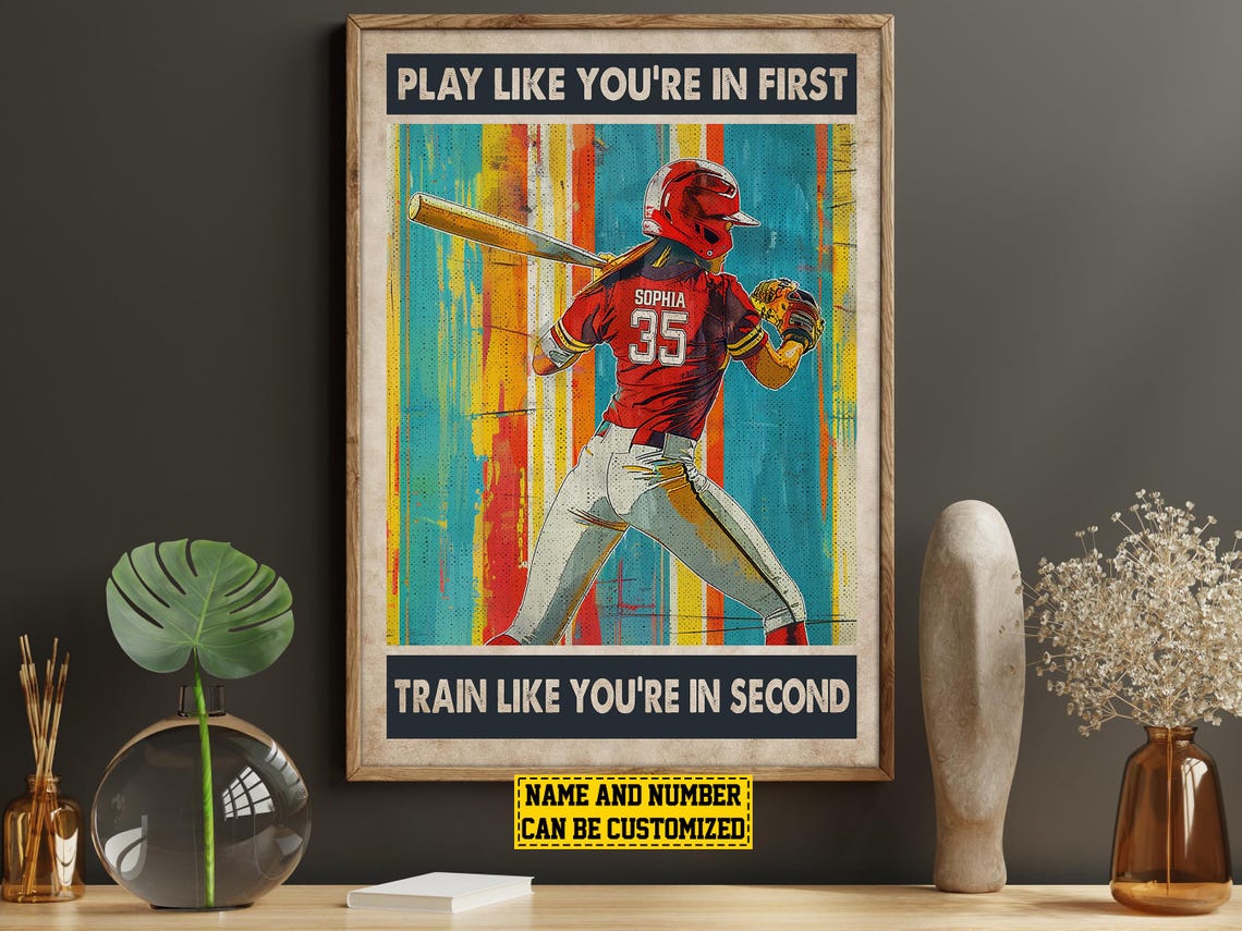 Softball Training Players Personalized Print Baseball Poster Print Softball Gift For Girl Daughter - Image 6
