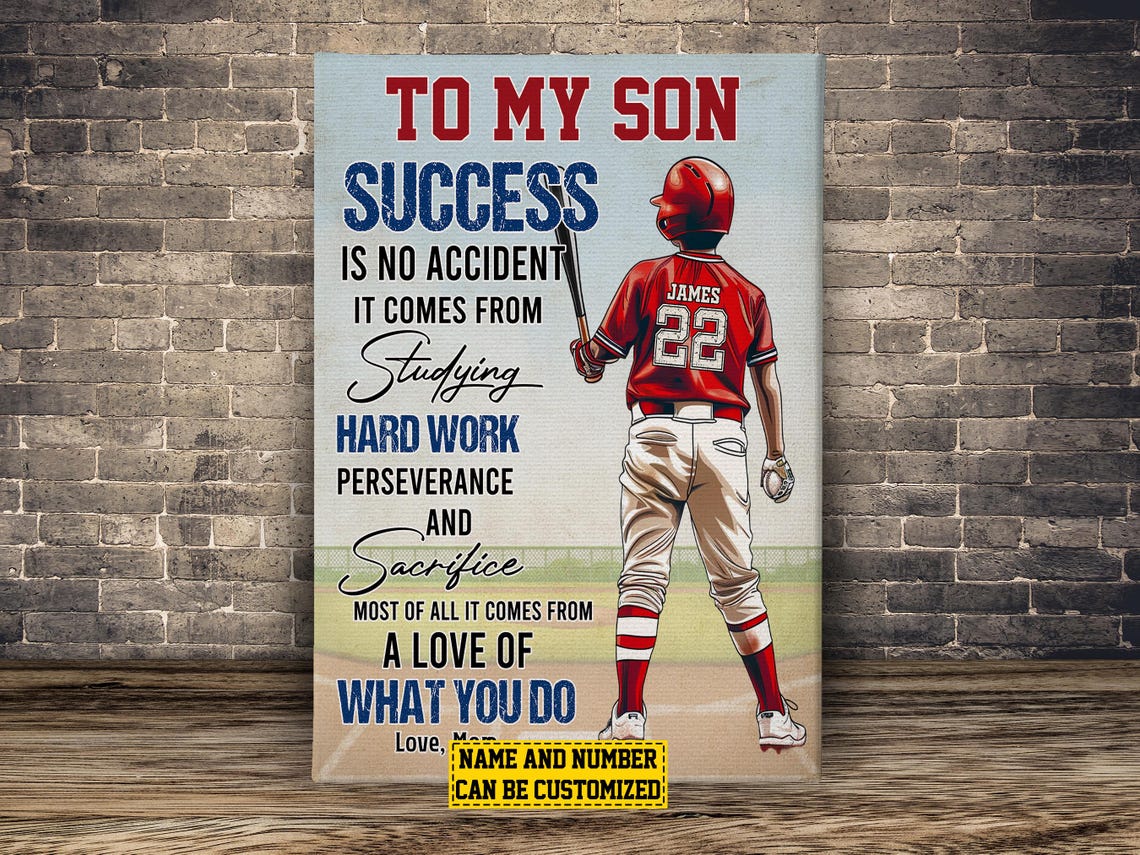 Baseball Player Son Personalized Print Baseball Poster Print Softball Gift For Son Boys - Image 2