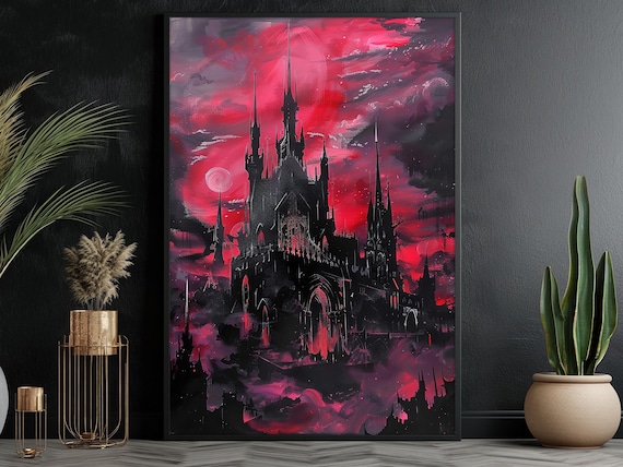 Dark Dracula Castle Spooky Palace Halloween Art Print