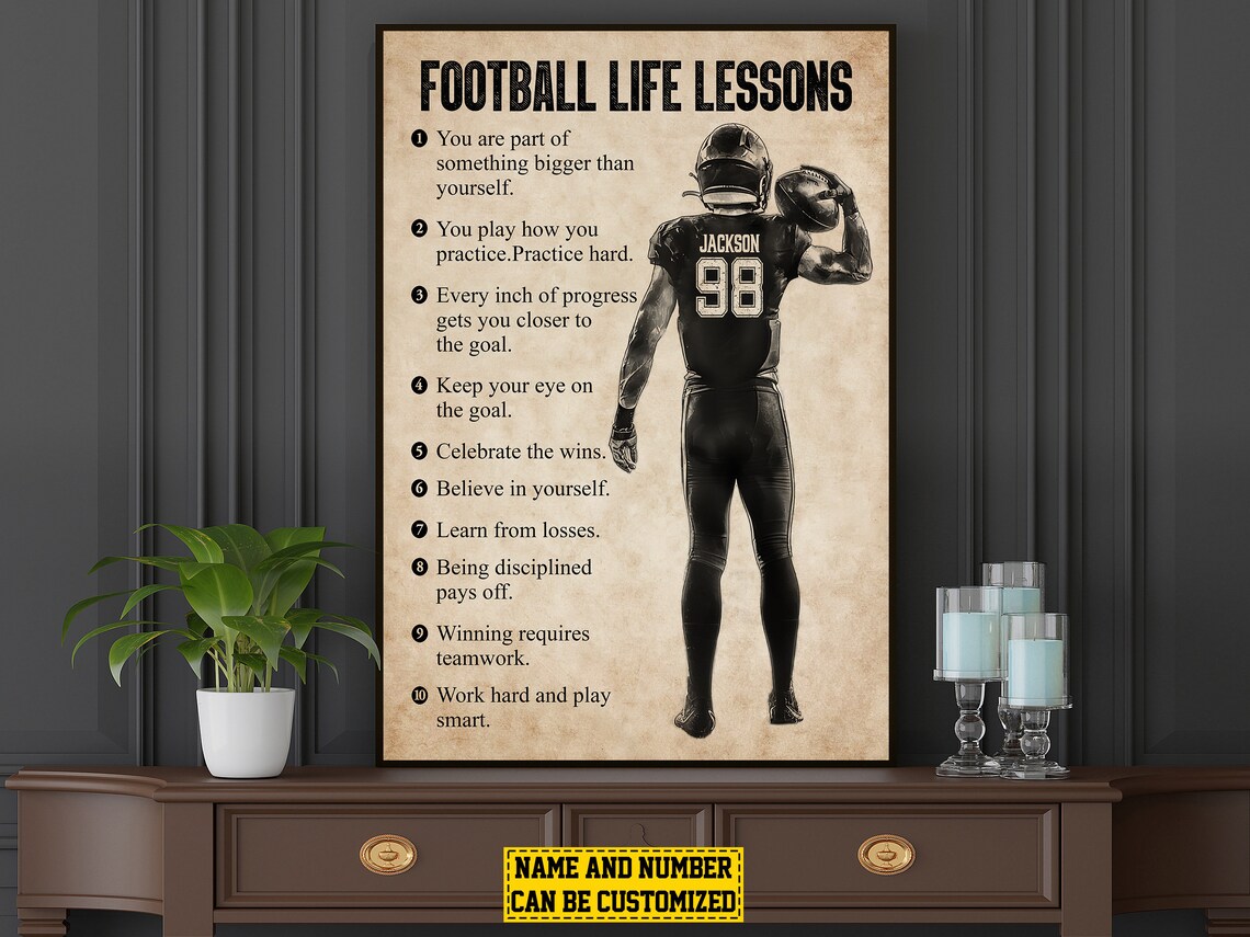 Football Life Lessons Personalized Poster Print - Image 3