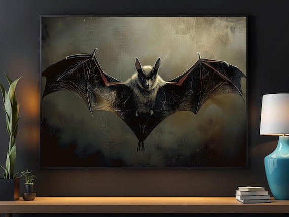 Dark Bat Print Halloween Poster