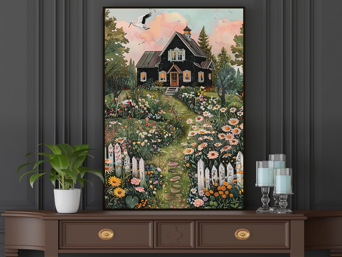 Vintage Flowers Garden Painting Flowers Print Cottage Flowers Flowers Poster Country House Wall Art - Image 4