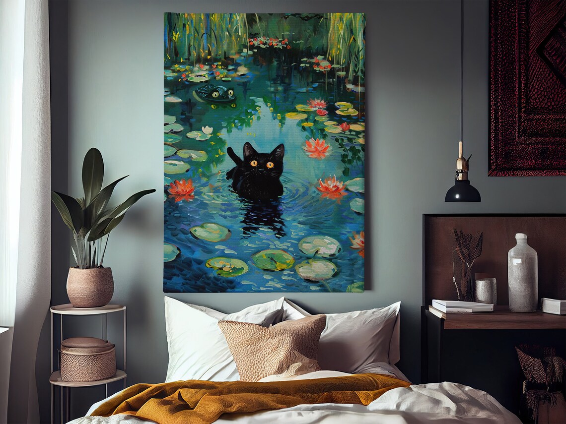Matisse Black Cat on the Lake, Vintage Cat Art Print - Image 2