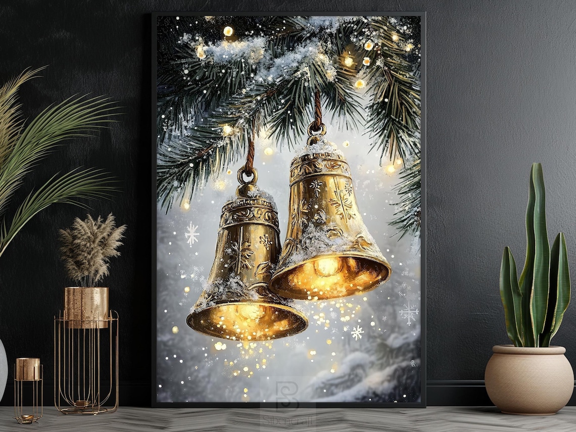 Vintage Jingle Bells Christmas Holiday Poster
