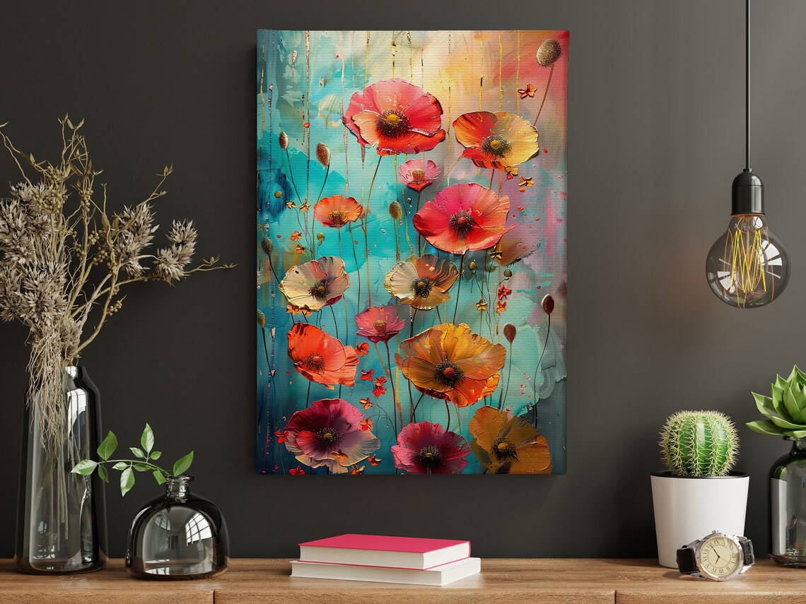 Retro Botanical Flowers Oil Painting Art Print - Image 2