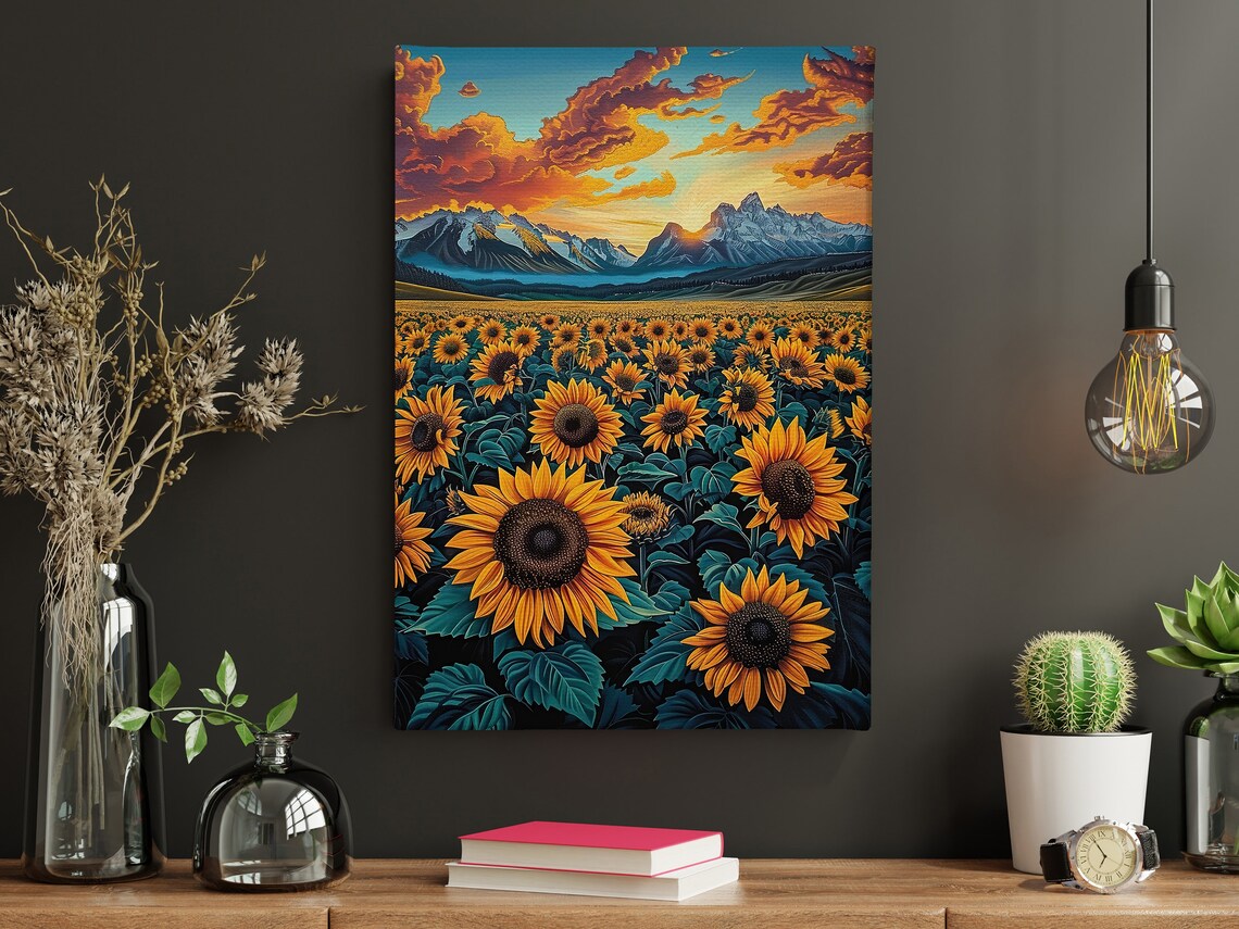 Matisse-Inspired Sunflowers Field Art Print, Retro Floral - Image 4