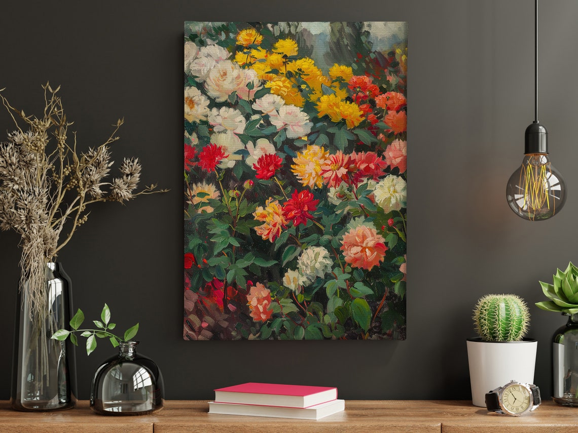 Vintage Flowers Garden Painting Flowers Art Print Cottage Roses Flowers Garden Poster Flowers Wall Art - Image 4