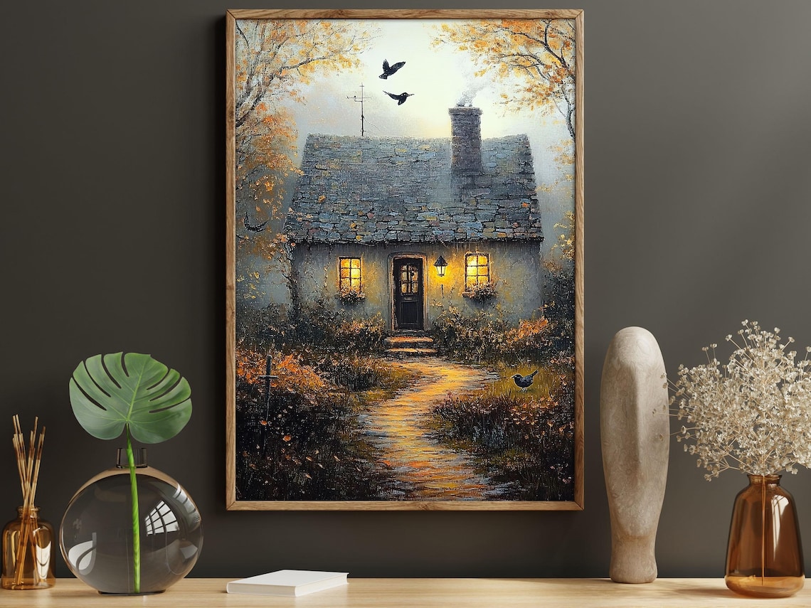 Cozy Witchy House, Warming Halloween Art Print