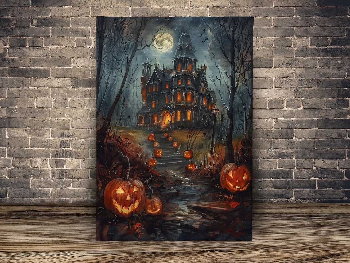 Dark Haunting Castle Halloween Poster Print - Image 2