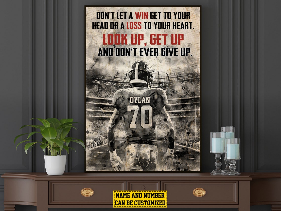 Football Motivation Personalized Player Quote Vintage Sports Poster - Image 3