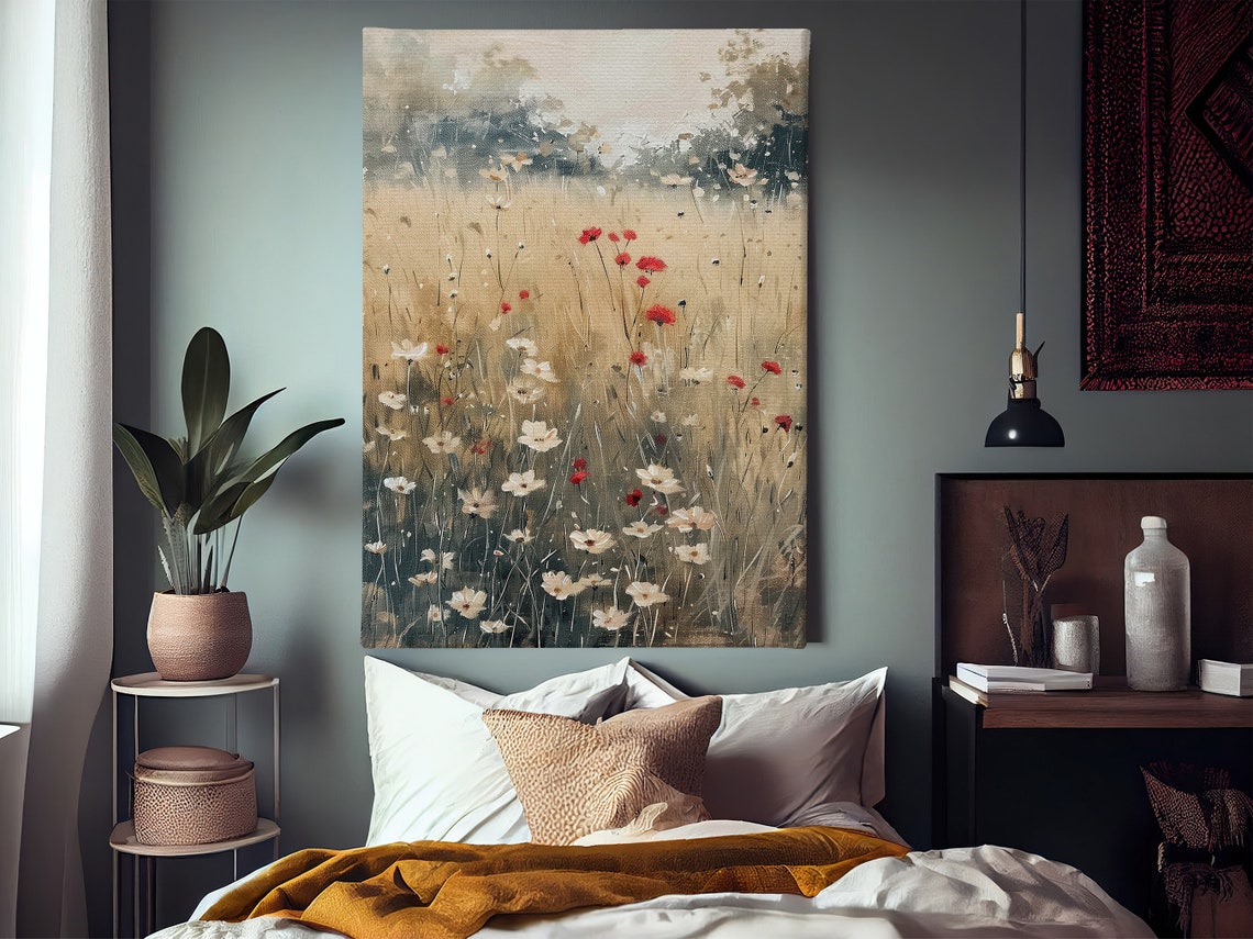 Vintage Wild Flowers Field Oil Painting Flowers Print Cottage Flowers Flowers Poster Wild Flower Wall Art - Image 2