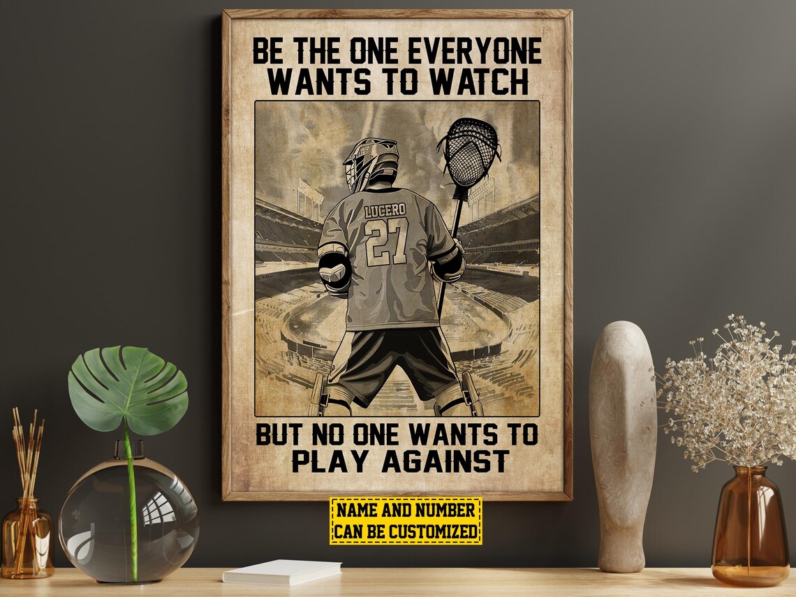 Personalized Lacrosse Boy Be The One Quote Custom Name Number Sports Poster - Image 5