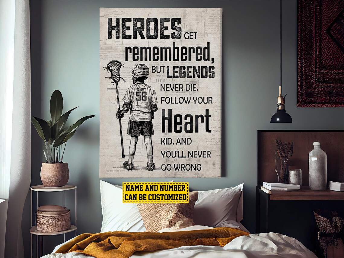 Lacrosse Boy Player Personalized Art Print, Gift for Boy - Image 3