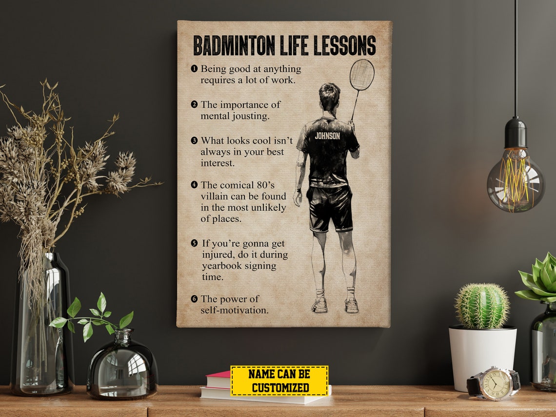 Badminton Life Lessons Personalized Print Badminton Poster Print Badminton Gift For Boy Son - Image 2