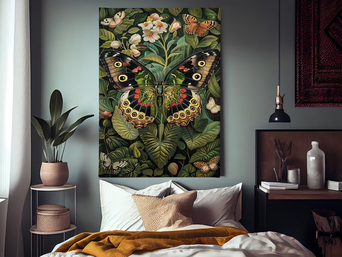 Vintage Butterflies and Flowers Art Print, Cottage Botanical - Image 2