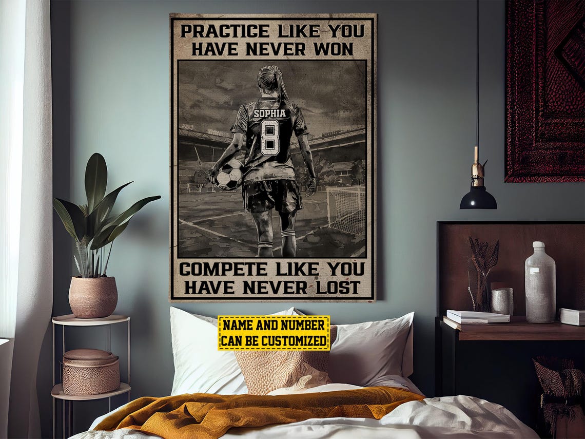 Personalized Soccer Practice Compete Motivational Poster Gift - Image 4