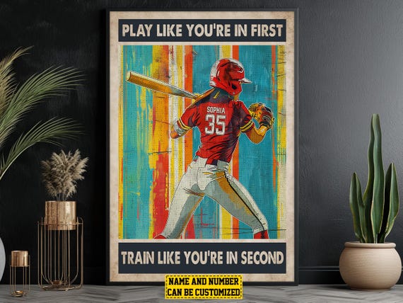 Softball Training Players Personalized Print Baseball Poster Print Softball Gift For Girl Daughter