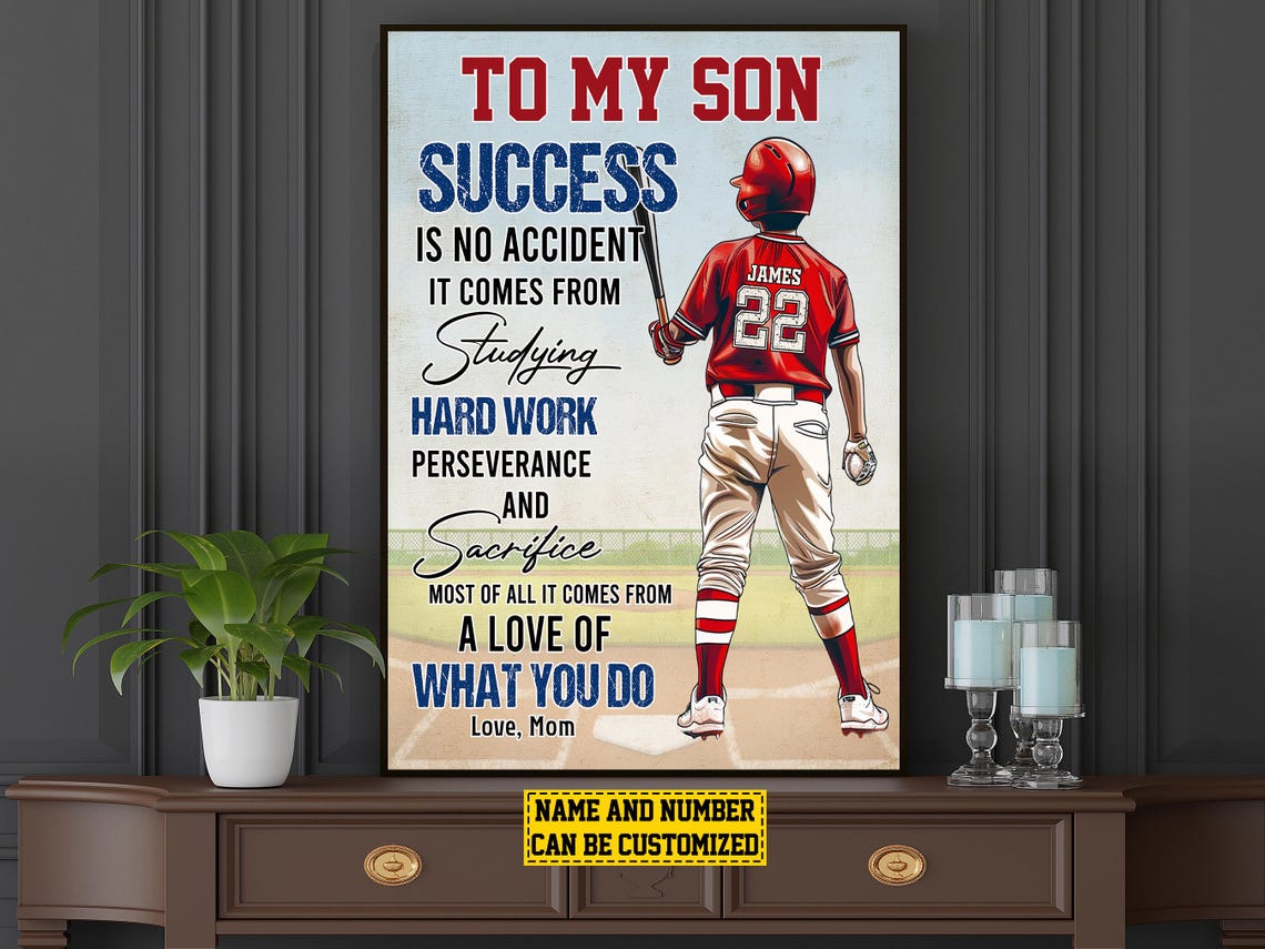 Baseball Player Son Personalized Print Baseball Poster Print Softball Gift For Son Boys - Image 6