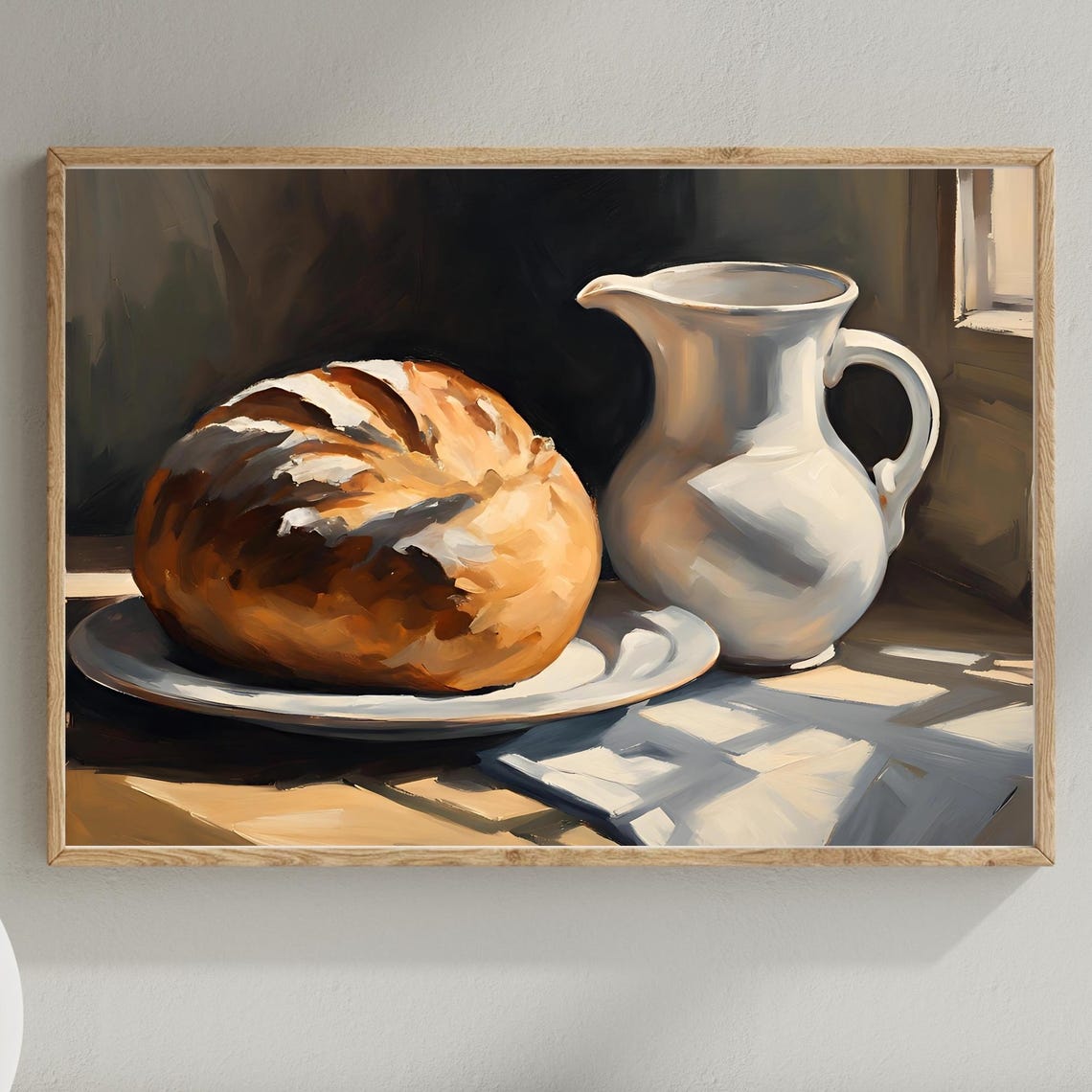 Sourdough Bread Still Life Vintage Kitchen Farmhouse Wall Art