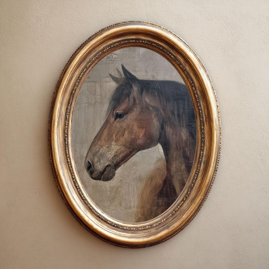 Horse Portrait Art Print, Rustic Vintage Western