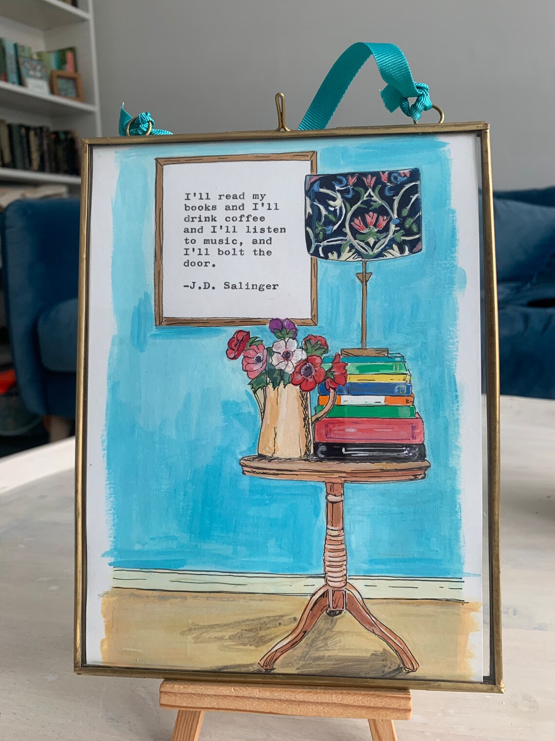 J D Salinger Book Lover Quote Cozy Reading Corner Hand Painted Art Print - Image 2