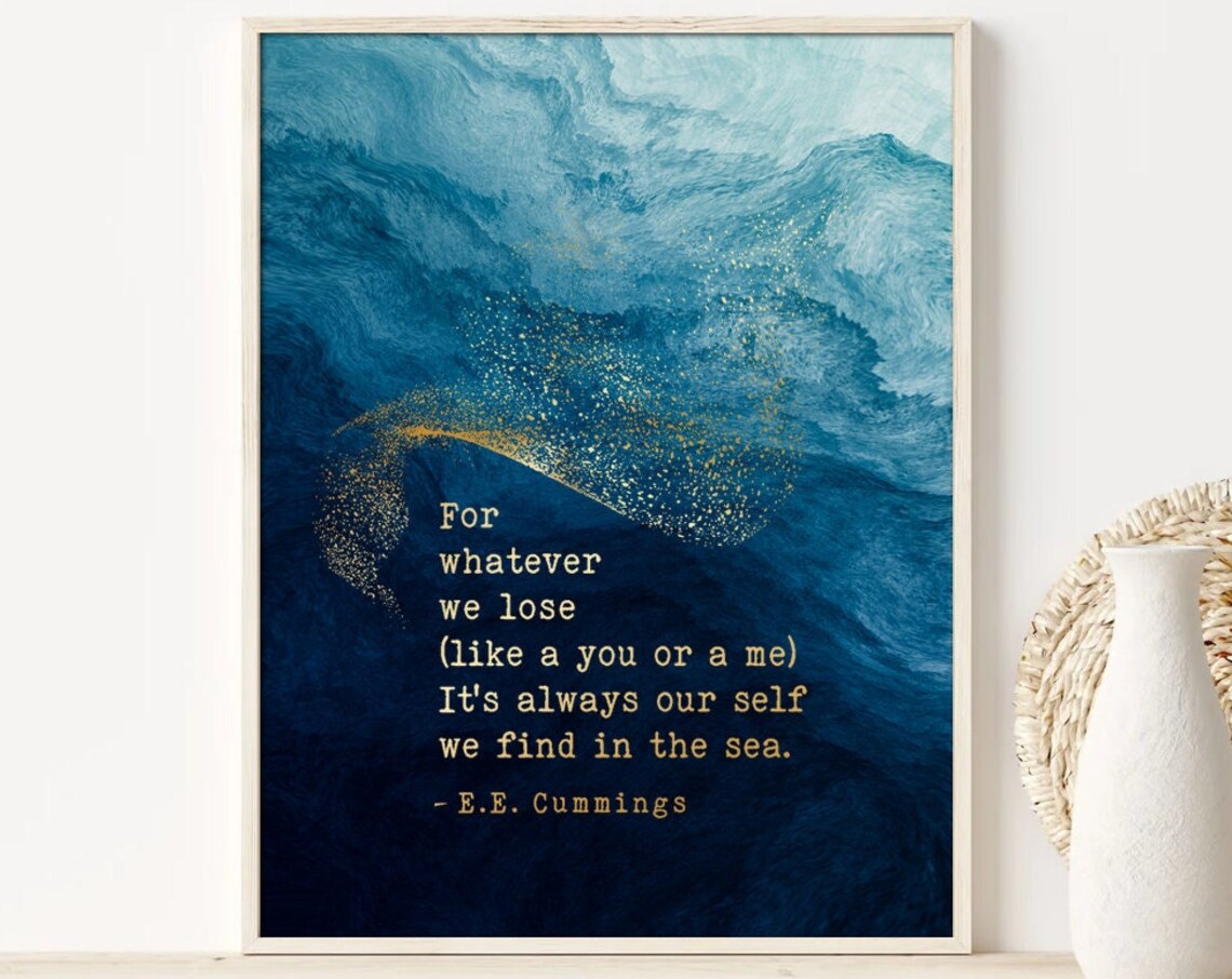 E. E. Cummings Poetry Print, Coastal Wall Decor