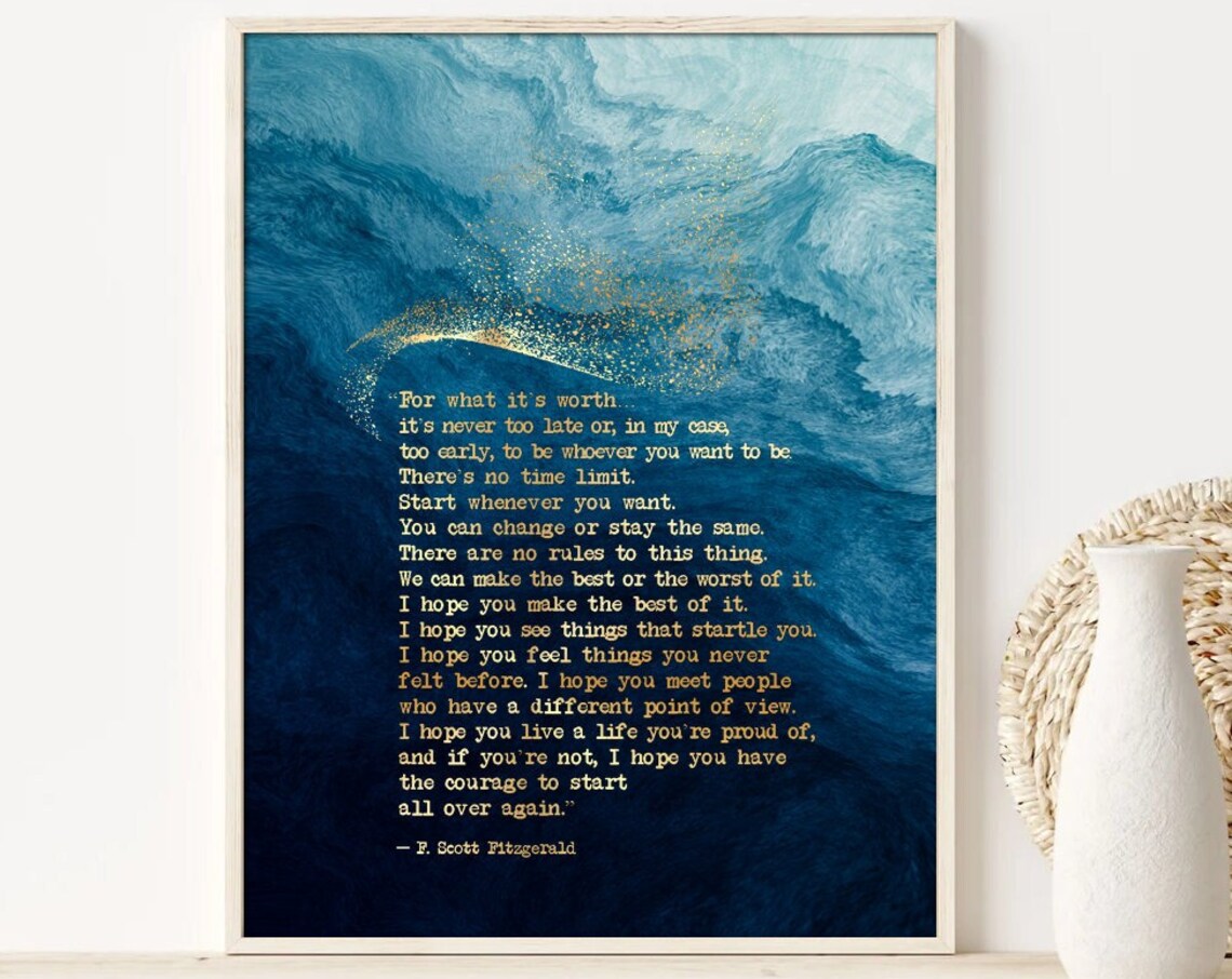 F. Scott Fitzgerald Quote Art Print, Book Lover Decor