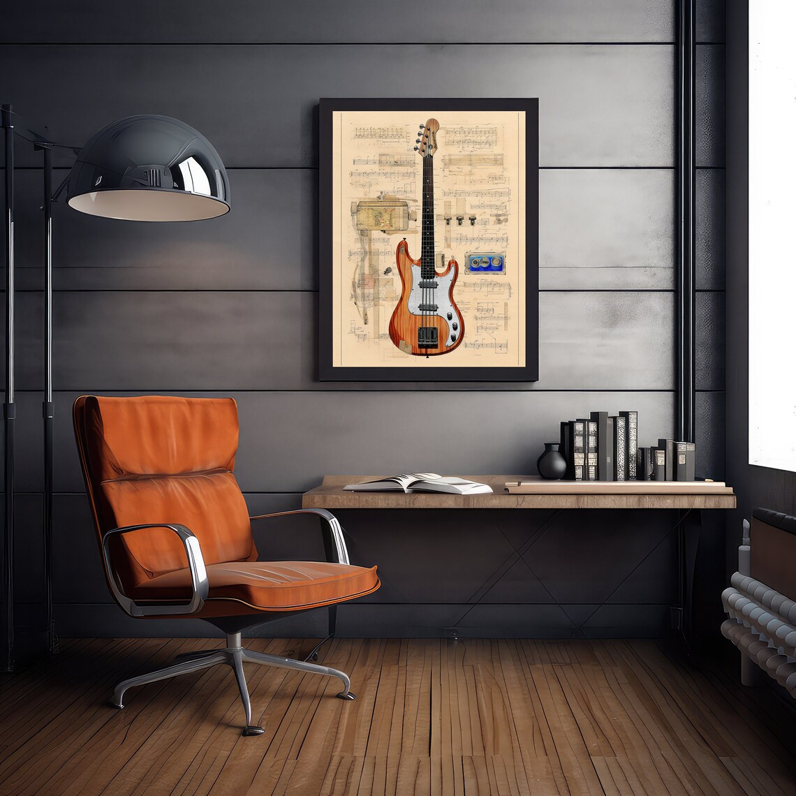 Vintage Bass Guitar Poster, Retro Music Decor - Image 6