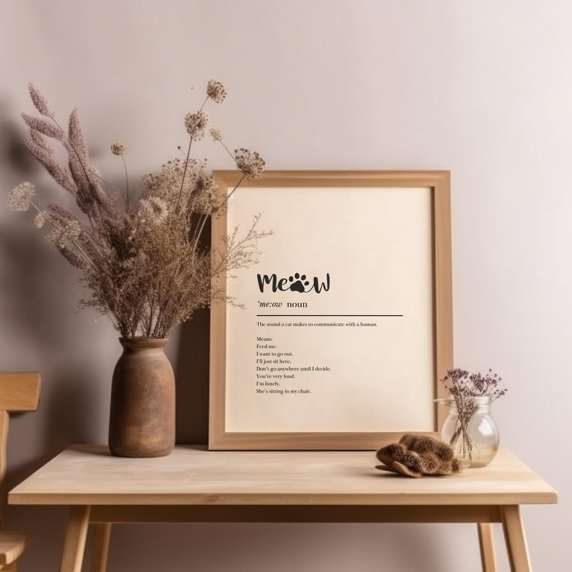 Meow Dictionary Definition Funny Cat Lover Gift Typography Print - Image 7