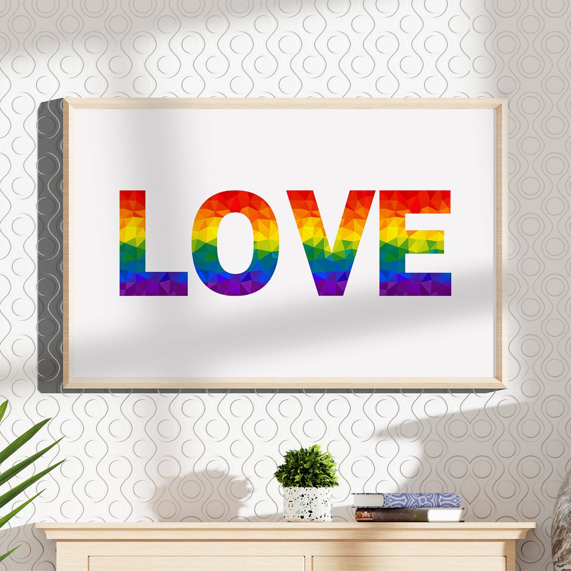 Love Rainbow Geometric Letters Pride Colorful Typography Poster - Image 6