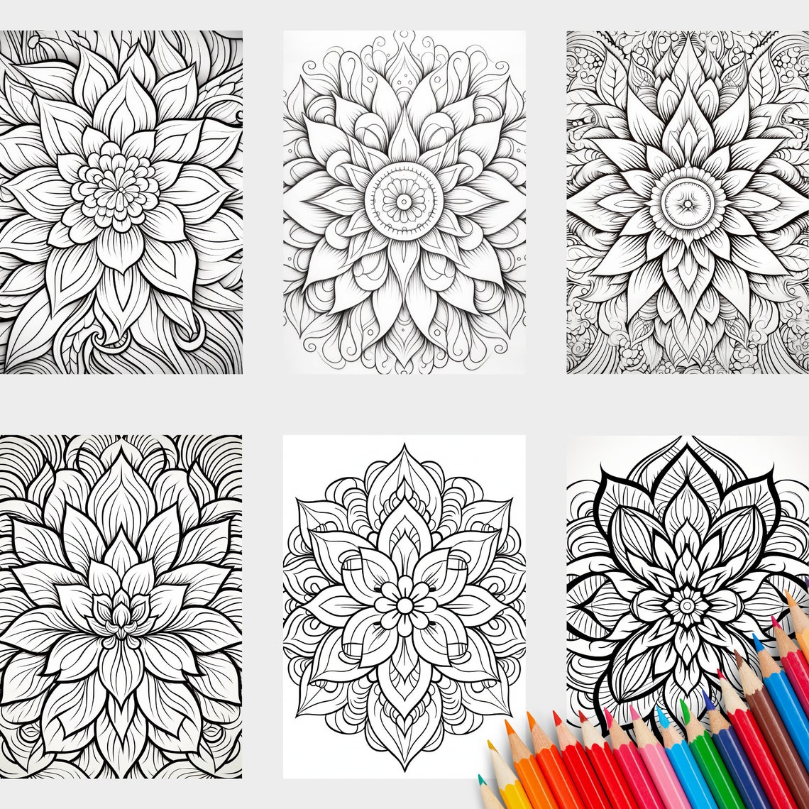 Mandala 15 Intricate Floral Coloring Pages for Adults Relaxation Print - Image 3