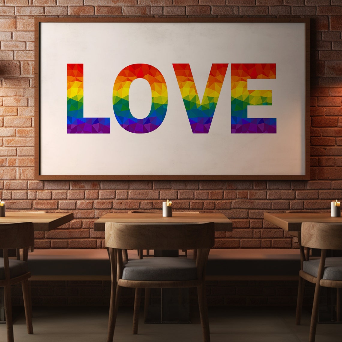 Love Rainbow Geometric Letters Pride Colorful Typography Poster - Image 7