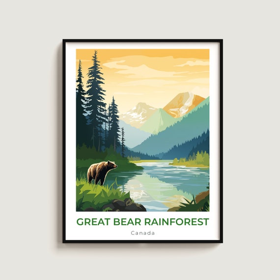 Great Bear Rainforest Travel Print Wall Art Gift Canada Poster Home Decor Lovers Hanging
