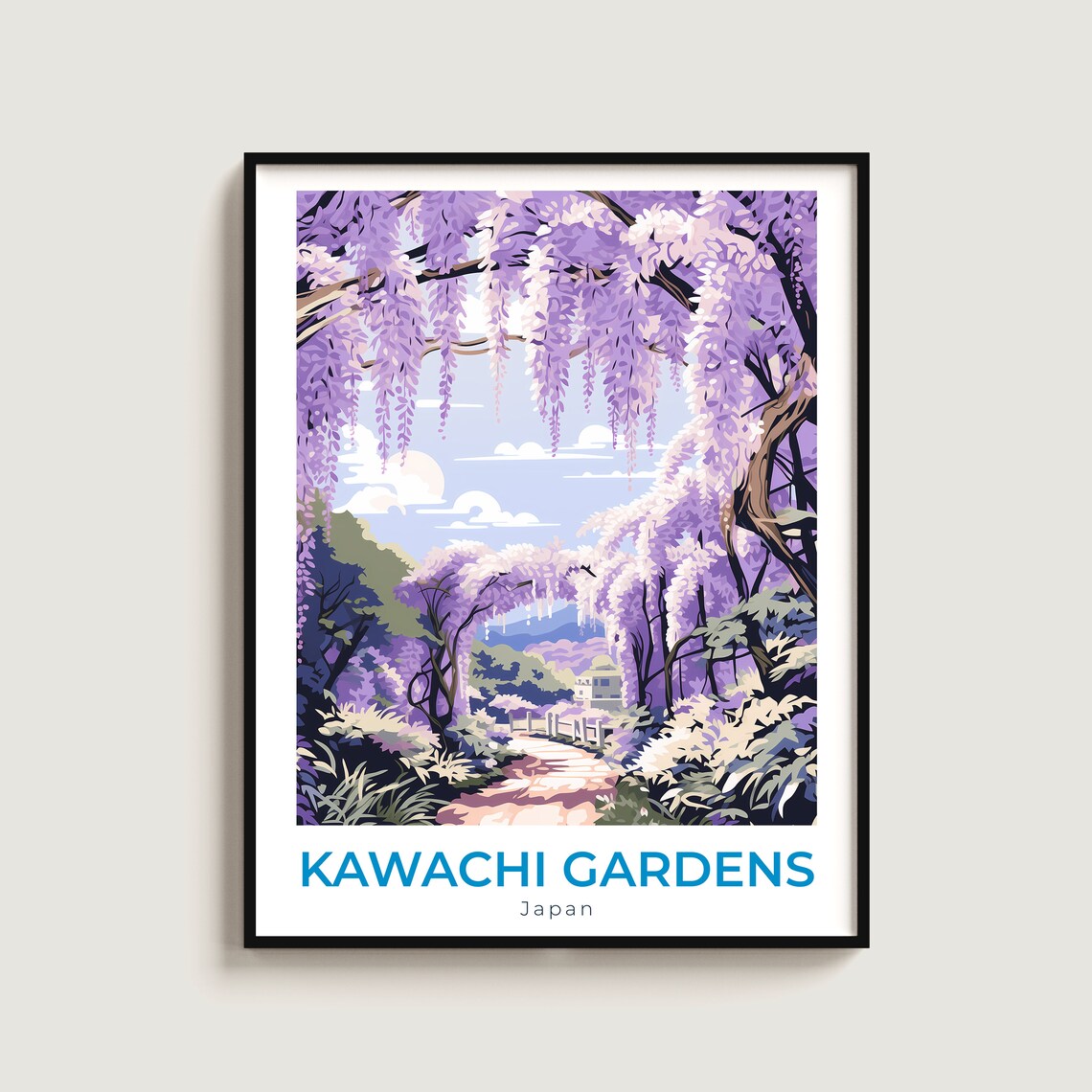 Kawachi Gardens Japan Wisteria Tunnel Purple Bloom Path Travel Poster