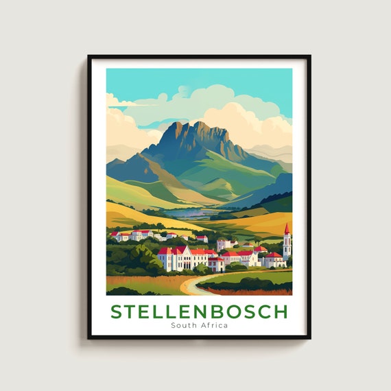 Stellenbosch Travel Poster Wall Art Gift South Africa Print Home Decor Lovers Hanging