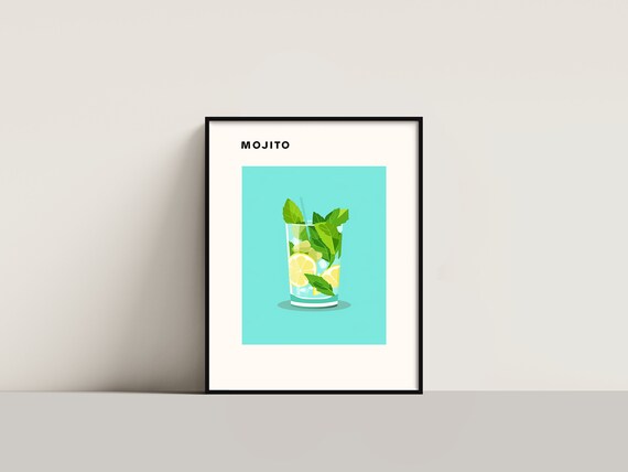 Mojito Cocktail Fresh Mint Lime Highball Bar Summer Kitchen Poster