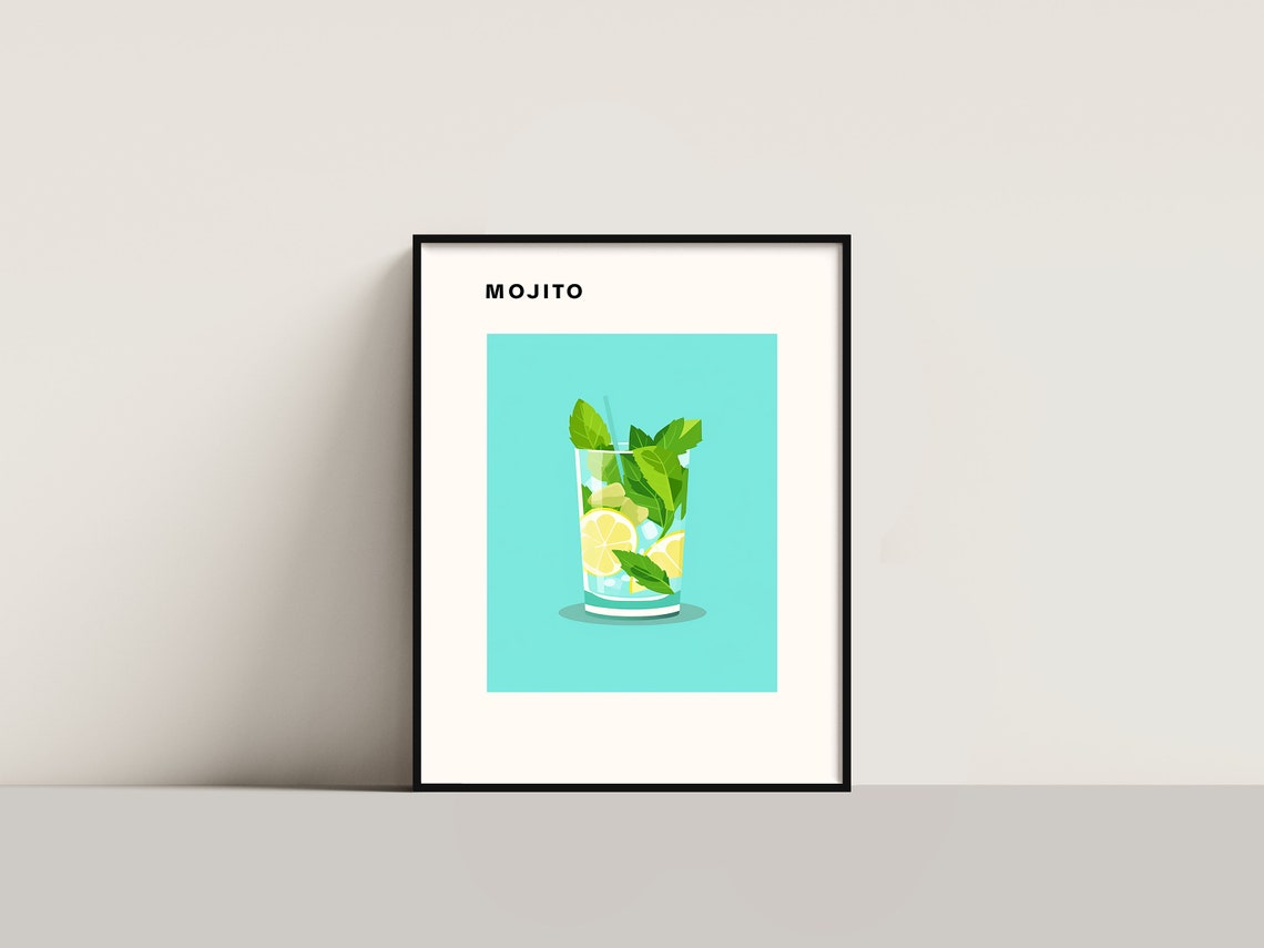 Mojito Cocktail Fresh Mint Lime Highball Bar Summer Kitchen Poster