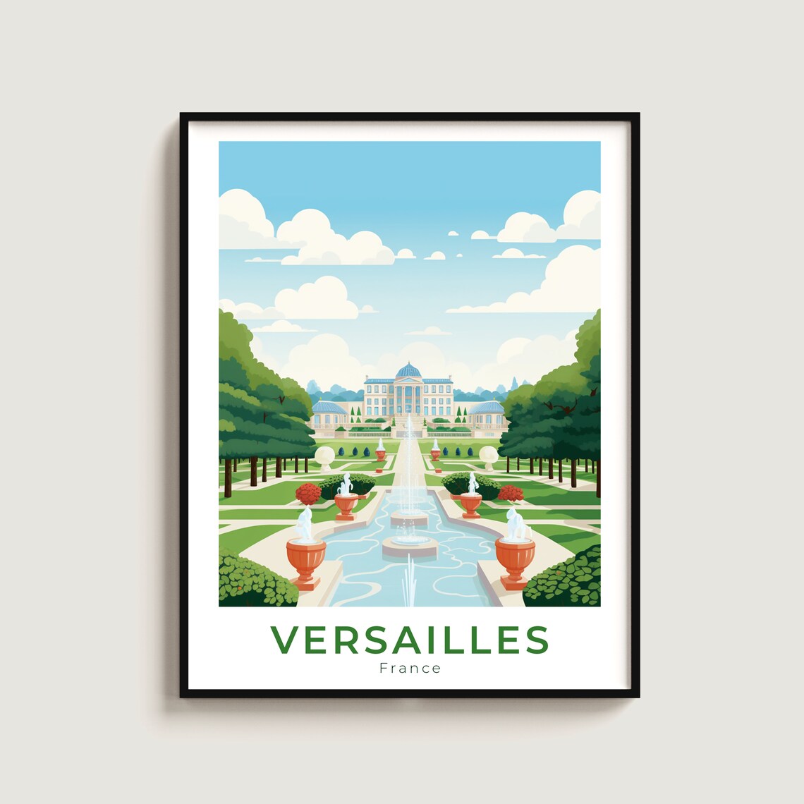 Versailles France Palace Gardens Poster Fountains Landscape Art