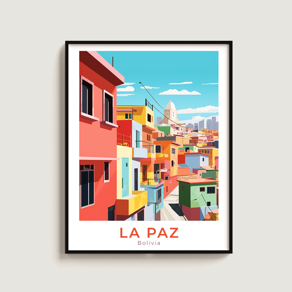 La Paz Travel Poster Wall Art Gift Bolivia Print Home Decor Lovers Hanging