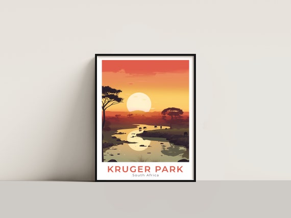 Kruger Park Travel Poster Wall Art Gift South Africa Print Home Decor Lovers Hanging