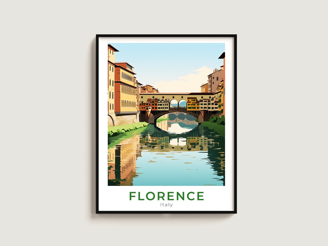 Florence Ponte Vecchio Bridge Reflection On Arno River Poster