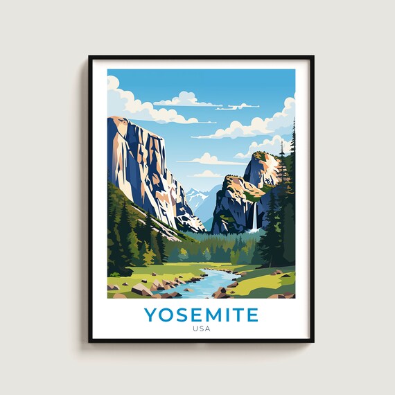 Yosemite National Park Travel Poster, USA Landscape