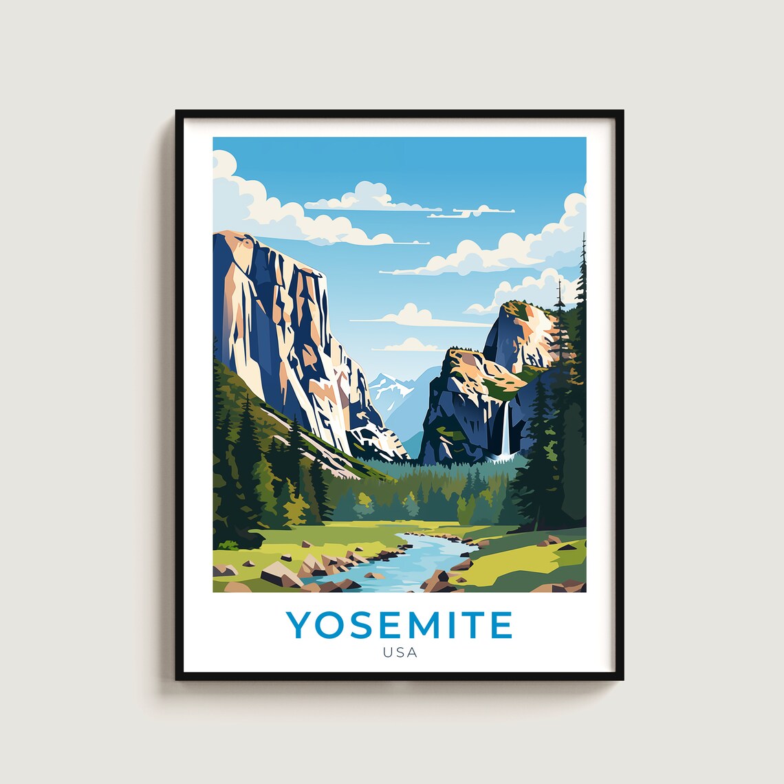 Yosemite National Park Travel Poster, USA Landscape