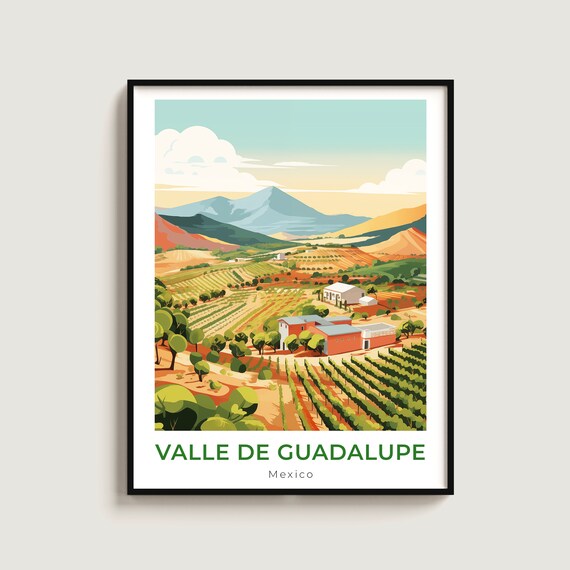 Valle De Guadalupe Travel Print Wall Art Gift Mexico Poster Home Decor Lovers Hanging