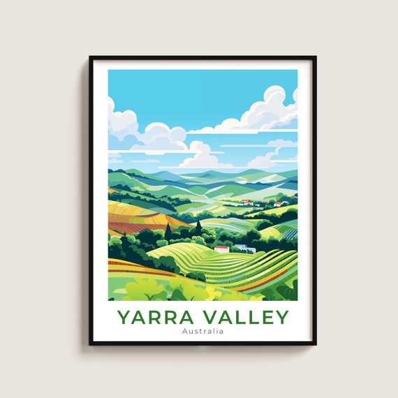 Yarra Valley Travel Poster Wall Art Gift Australia Print Home Decor Lovers Hanging