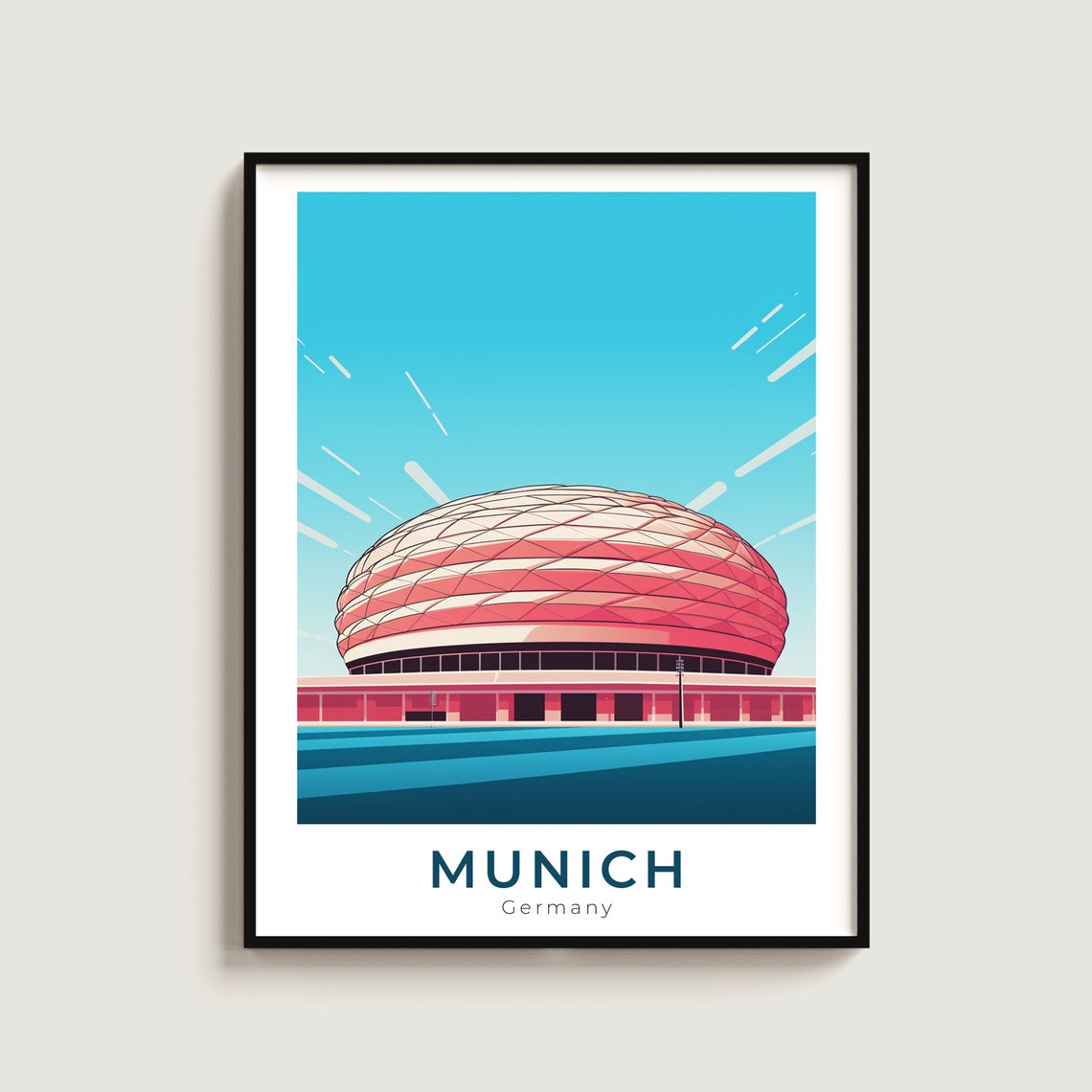 Munich Germany Allianz Arena Football Stadium Illuminated Poster