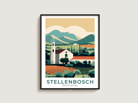 Stellenbosch Travel Poster Wall Art Gift South Africa Print Home Decor Lovers Hanging