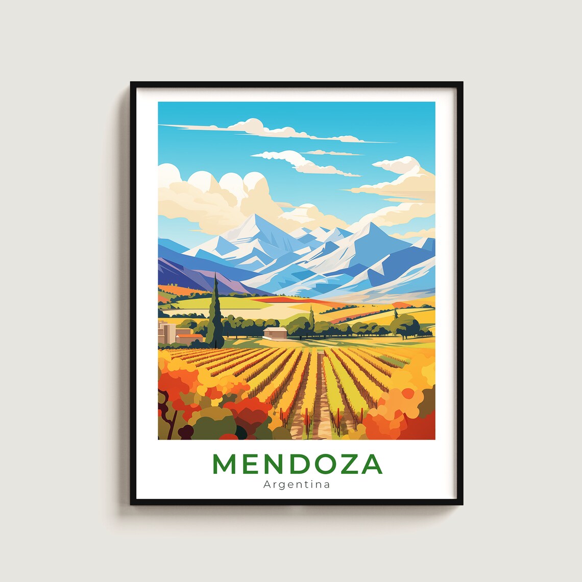 Mendoza Travel Print Wall Art Gift Argentina Poster Home Decor Lovers Hanging