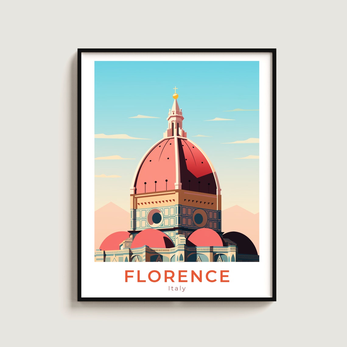 Florence Italy Duomo Cathedral Terracotta Dome Landmark Travel Poster